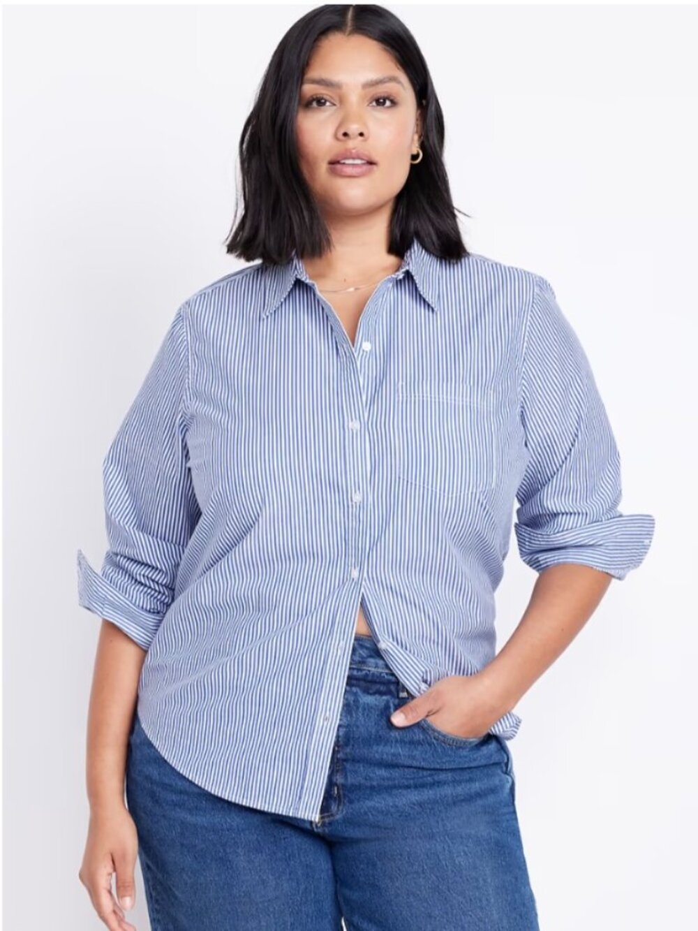 NWT Old Navy The Classic Button down shirt blue/white, 2XL